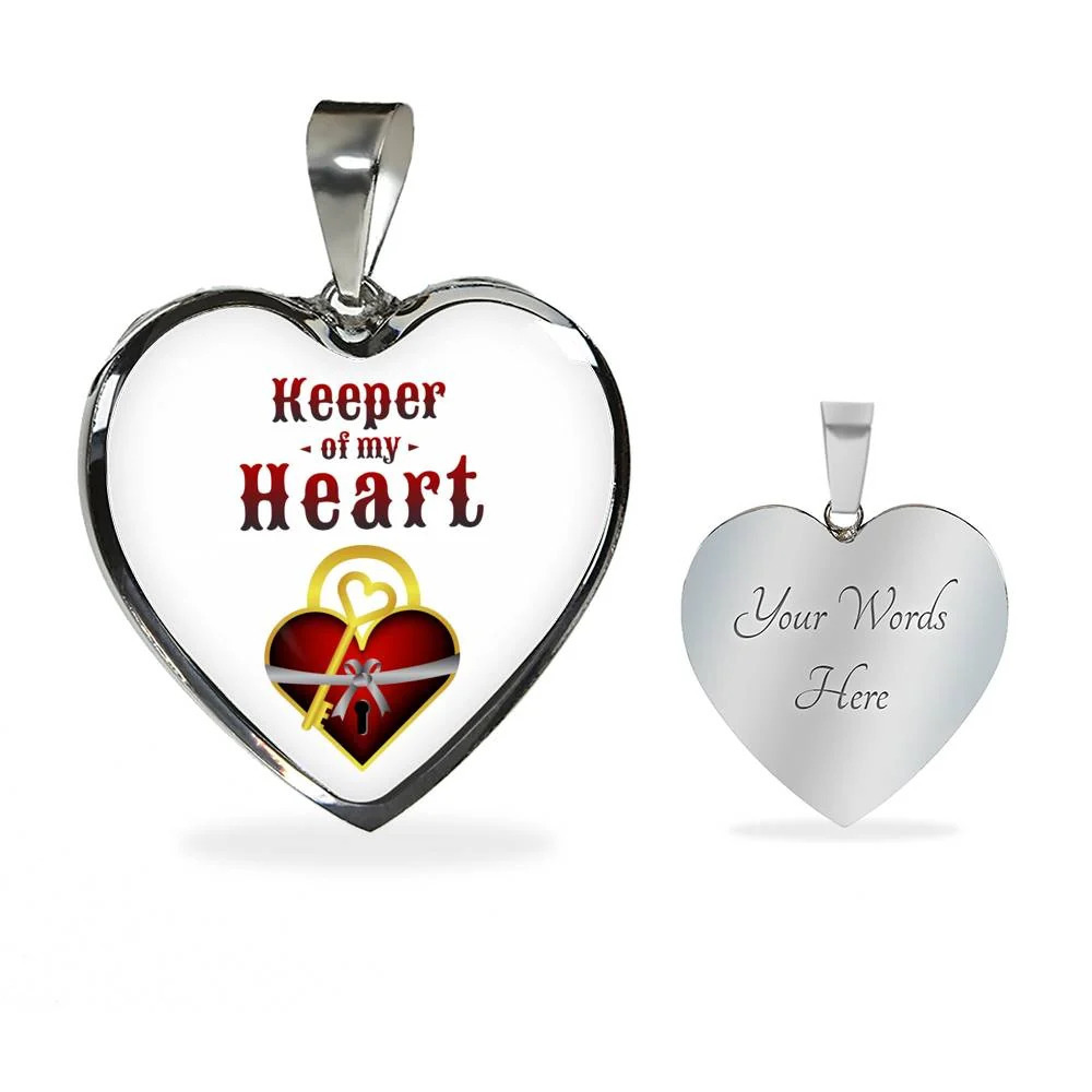 Keeper Of My Heart Necklace Personalized Engraved Silver Heart Necklace Custom